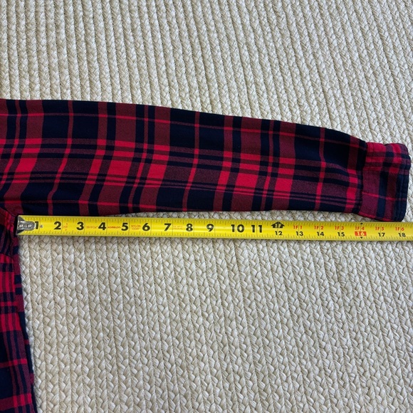 Lucky Brand Women’s Plaid Button Up Shirt Large Red Black Rayon Long Sleeve - Picture 10 of 11